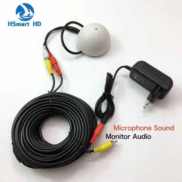 Microphone DC 612V CCTV CCATVRIE Microphone High Sensitive Camera RCA Mic Mic Power 20m Câble pour la sécurité DVR Système Ajouter 12V DC