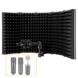 Microfoon isolatieschild voor opname Studio 5 Panel Windscherm POP Filter Mic Absorberende Schuimschermplaat met Shock Mount