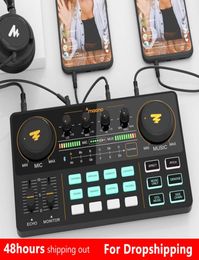 Microfoonmixer Professioneel Verstelbaar volume o USB-instrument Oplaadbare podcasterkit Versterker met geluidskaart voor live-uitzending9895751