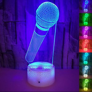 Microphone Shape Table Lamp 3D LED Night Light 7 Colors Changing Bedroom Sleep Lighting Home Decor Christmas Gift