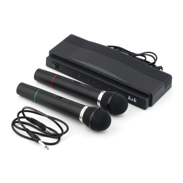 Freeshipping Microphone System Professional Wireless Dual Handheld 2 x Mic Receiver Vente en gros