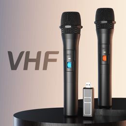 Microphones 1 paire VHF Kits de système de microphone sans fil Récepteur USB Handheld Karaoke Home Party Smart TV Ser Singing Mic 230518