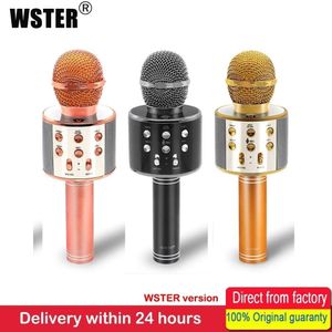Microphones 100% Original WSTER Version Bluetooth sans fil Microphone haut-parleur WS858 portable karaoké chanter enregistreur KTV micro pour android IOS