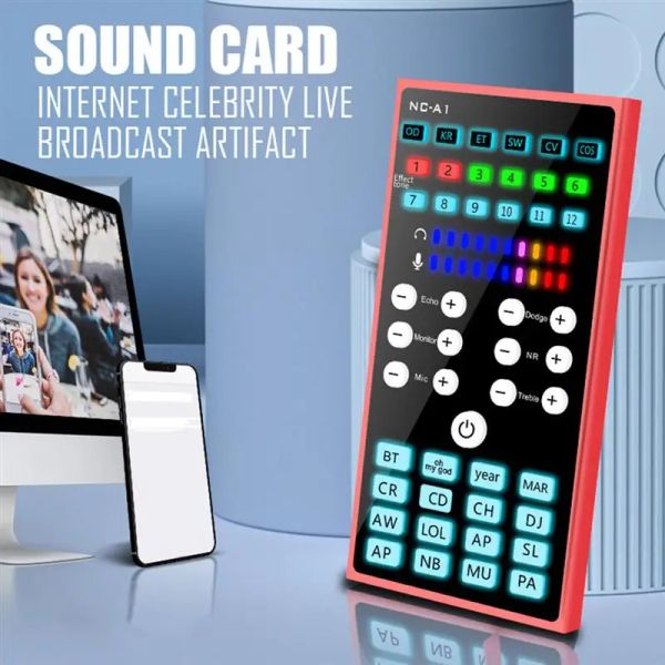 Microfonos 1pc Cambiador de voz de voz Tarjetas de sonido Professional Sound Mixer de audio en vivo fácil de operar y tiene una forma simple de usar la vida diaria.