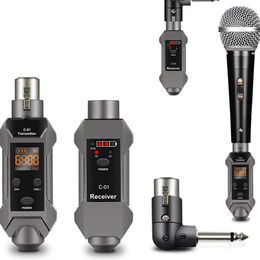 Microfoons 1SET Microfoon Draadloos Systeem Zender/Ontvanger US Plug W/XLR Female naar 6,35mm Mannelijke Mic Adapter Voor Recorder Luidspreker