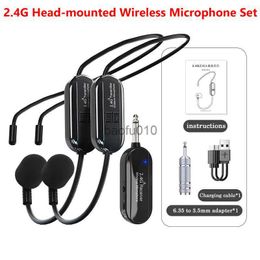 Microfoons 2.4G op het hoofd gemonteerde draadloze Lavalier-microfoonsetzender met ontvanger voor versterker spraakluidspreker onderwijstourgids HKD230818
