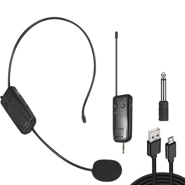 Microphones 2.4G Montant des prédisants émetteur de microphone lavalier sans fil avec récepteur pour l'amplificateur vocal haut-parleur pour l'enseignement du guide