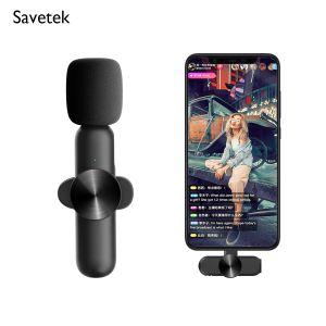 Microphones 2.4g Lavalier Lapel Wireless Microphone Phone Recording Vlog Bloger pour Tiktok Youtuber Live Stream pour iPhone Phone