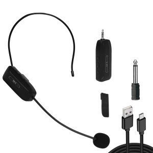 Microfoons 2.4G Wireless Microfoon Headset 165ft Bereik, 1/4''1/8 '' plug, Lavalier Handheld -headset Mic 3 in 1 voor versterker, luidspreker, luidspreker