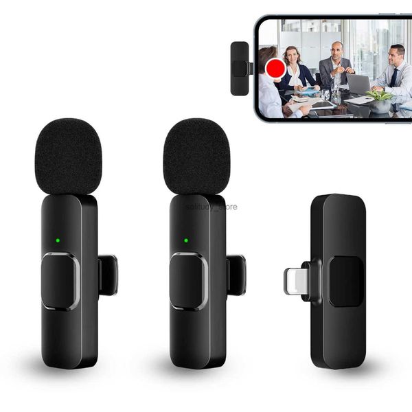 Microphones 2,4 GHz Wireless Lavalier Microphone Portable Audio et enregistrement vidéo Mini avec matériaux de haute qualité Smart Chipsq