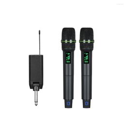 Microphones Microphone sans fil portable professionnel UHF à 2 canaux avec récepteur rechargeable pour l'église de karaoké de fête à 50 mètres de distance