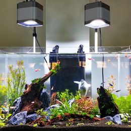 Micrófonos 220v Sunsun Fish Tank Led Espectro Completo Lámpara de Planta Acuática Paisaje Profesional Colgante Abajo Luz Hierba Tanque Lámpara Clip Luz