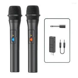 Microphones 2pcs Kits de système de microphone sans fil Récepteur USB Karaoké portable Home Party Smart TV Haut-parleur Chant Mic Noir
