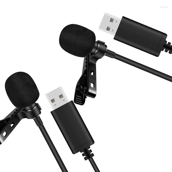 Microphones 2X Universal USB Microphone Lavalier Clip-On Computer Mic Plug And Play Omnidirectionnel