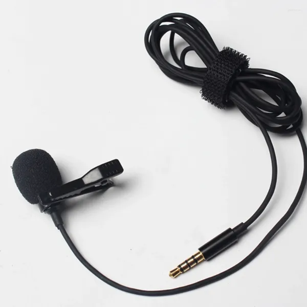 Micrófonos Jack de 3,5 mm Micrófono Cable de 1,5 m Mini micrófono con cable Clip-on Lapel Lavalier para entrevistas Grabación de video chat