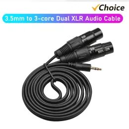 Microfoons 3,5 mm tot dubbele XLR -kabel mannelijk/vrouw