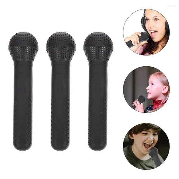 Microphones 3 pièces Simulation Microphone enfants Playset fournitures de fête accessoires de musique Abs scène jouets en plastique enfant éducatif simulé micros