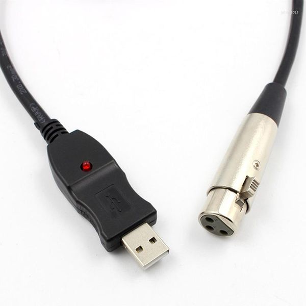 Micrófonos 3M USB Cable Male a 3 pin XLR Micrófono de micrófono Mic Mic Studio Audio Link