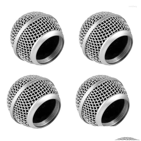 Microphones 4 pièces têtes de maille de microphone en métal tête avec éponge Compatible livraison directe électronique A/V accessoires câbles Otbzf