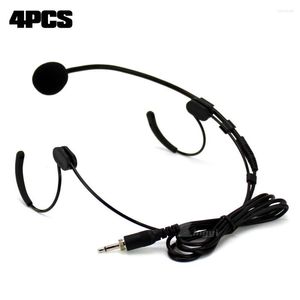 Microfoons 4PCS 3,5 mm Jack Male externe schroef vergrendeld Dual Earhook headset Mic -hoofdmicrofoon voor draadloze riempackzender Sing