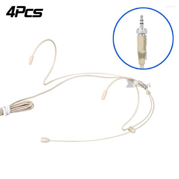 Micrófonos 4 piezas Jack de 3,5 mm Estéreo Tornillo de bloqueo Auriculares con diadema Micrófono de condensador para transmisor de petaca inalámbrico EM 100 300 G1 G2 G3