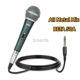 Micrófonos 58A Micrófono dinámico de supercardioid para un micrófono cableado de canto escenario para Shure Karaoke Bbox Recording Vocal 240408