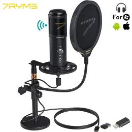 Microphones 7Ryms Condenseur USB Microphone Srau01K2 PC Kit de microphone avec support de choc et moniteur en temps réel pour le podcast Streaming en direct