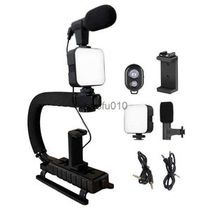 Microphones Action Camera Gimbal Stabilizer Caméra en forme de U Gimble Handheld Stabilizer Avec Hot-Shoe Mount Fill Light Support de téléphone pour DSLR HKD230818