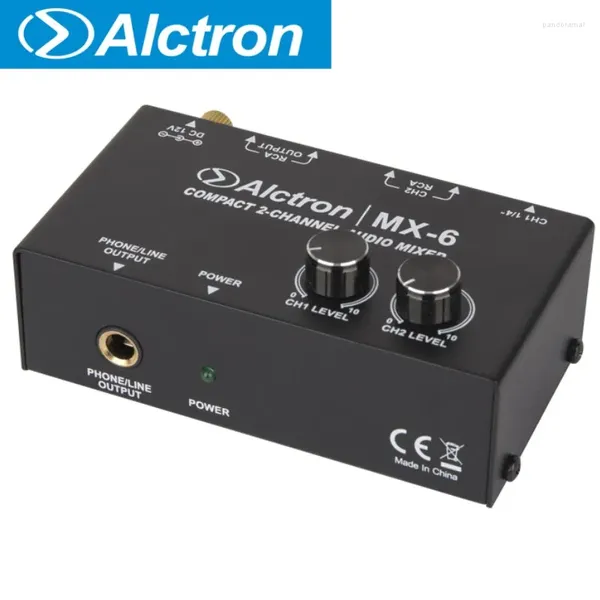 Micrófonos Alctron MX-6 Mezclador de audio frontal de 2 canales El procesador de mezcla estéreo ajusta de forma independiente la mezcla para grabación en escenario/estudio