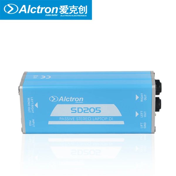 Micrófonos Alctron SD205 Caja directa pasiva DI Box Convertir desequilibrado para equilibrar el procesador de señal de audio con un cable de conector de 3.5 mm