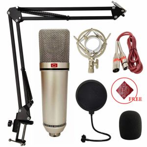 Microphones Kit de microphone à condenseur en métal avec support de bras Pop Filtre Métal Métal Mot de choc Microphone Recordage professionnel pour podcast