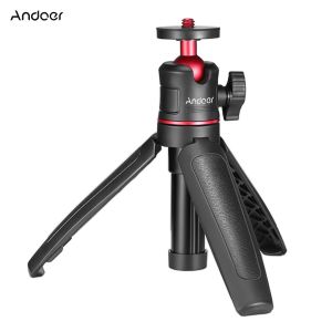 Micrófonos Andoer MT08 Mini extensible Tripod Handheld Fotografía soporte con cabezal de tornillo de 1/4 pulgadas para vlogging selfie