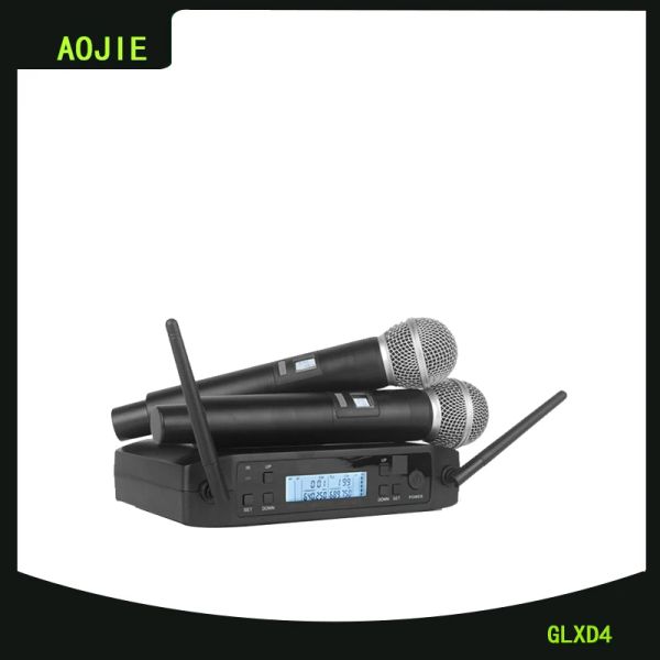 Microphones AOJIE GLXD4 un glisser deux microphone sans fil scène FM performance microphone sans fil beta58a portable