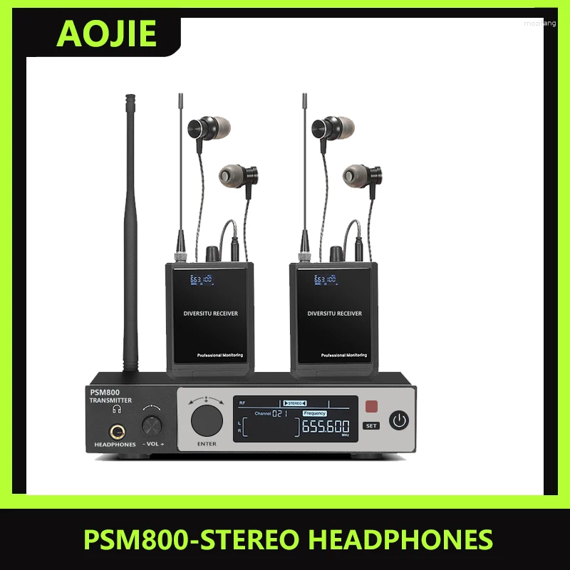 Mikrofonlar Aojie Yüksek kaliteli PSM800 Profesyonel Stereo Kulak İçi Kablosuz İzleme Sistemi Sahne Performans Müzik Şarkı Şarkısı Kayıt