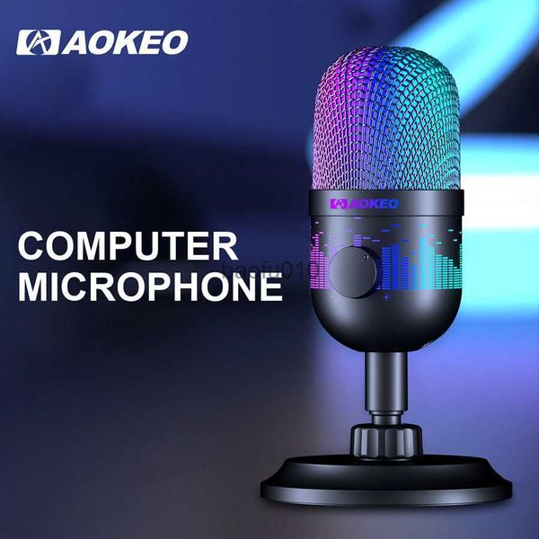 Micrófonos Aokeo Micrófono USB dedicado Juegos de computadora Grabación y podcast Teléfono móvil competitivo Tiktok Live K Song RGB Light Microp HKD230818