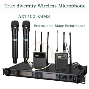 Micrófonos ATX400-KSM8 Sistema de micrófono inalámbrico True Diversity UHF Dual Channel Professional Stage Performance Micrófono portátil para fiesta