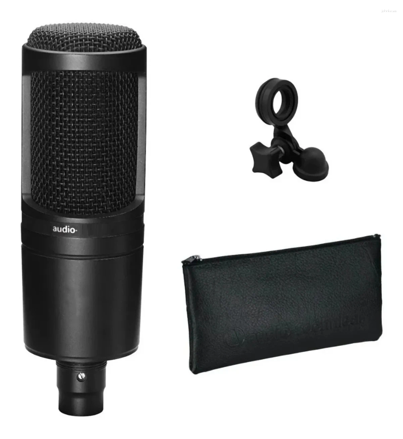 Microfones Áudio AT2024 Microfone Condensador Cardióide 20-20000Hz Três Pinos XLRM Macho para Gravação Âncora Karaoke MIC