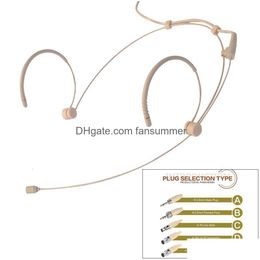 Microphones Beige Double Earhook Casque Mic 35mm 3 broches 4 XLR Plug Headworn Microphone Portable O Vidéo 221115 Drop Delivery Dhayp