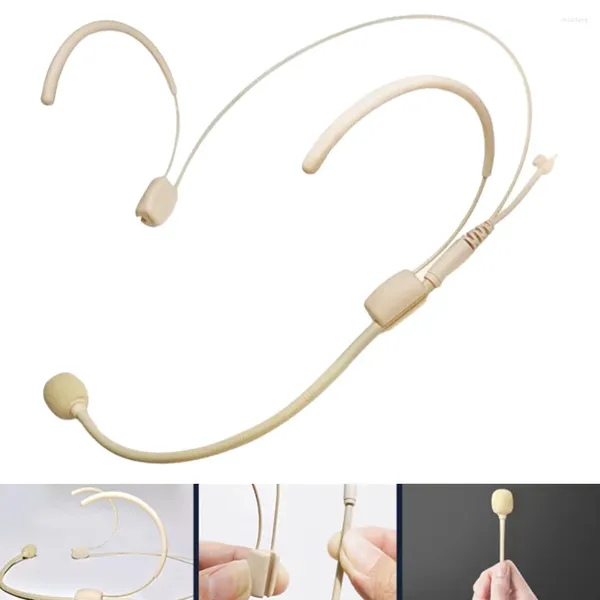 Microphones Beige Earhook Microphone Haut-parleur Discours Double Hang Ear Casque filaire pour l'enregistrement de la diffusion en direct