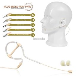 Microphones Beige Single Ear Hook Casquet Mic Mic Microphone Microphone Opération sans main 3,5 mm 3 broches 4 broches XLR avec couvercle de microphone 240408