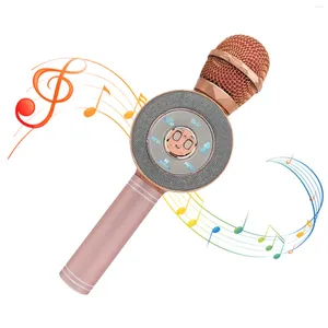 Microphones Bluetooth Compatible KTV cadeau USB Microphone sans fil rechargeable avec lumière LED chant à la maison universel Portable fête de poche