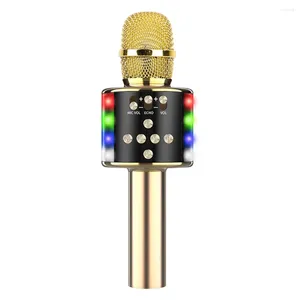 Microphones Bluetooth Wireless Pinselle Microphone Président de musique Chanteuse Enregistreur micro pour KTV Party Karaoke Gold