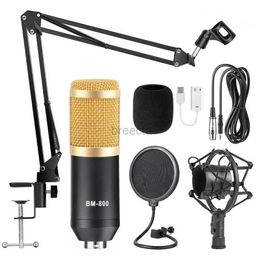 Micrófonos BM-800 Condensador Micrófono Karaoke Studio Streaming en vivo Mic Mic para Braodcasting de radio Singing Recording Computer Webcast 240408