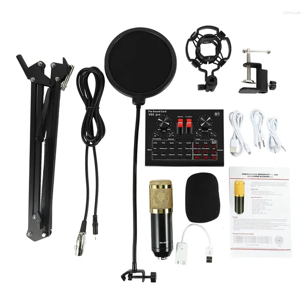 Microphones Bm 800 Kit de microphone pour ordinateur avec carte son V8X Pro Studio Live Stream Broadcasting Condensateur d'enregistrement