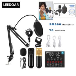 Microfoons BM 800 V8 Sound Card Set Professionele audio -condensor Mic Studio Zangmicrofoon voor Karaoke Podcast Recording Live Streaming 221022