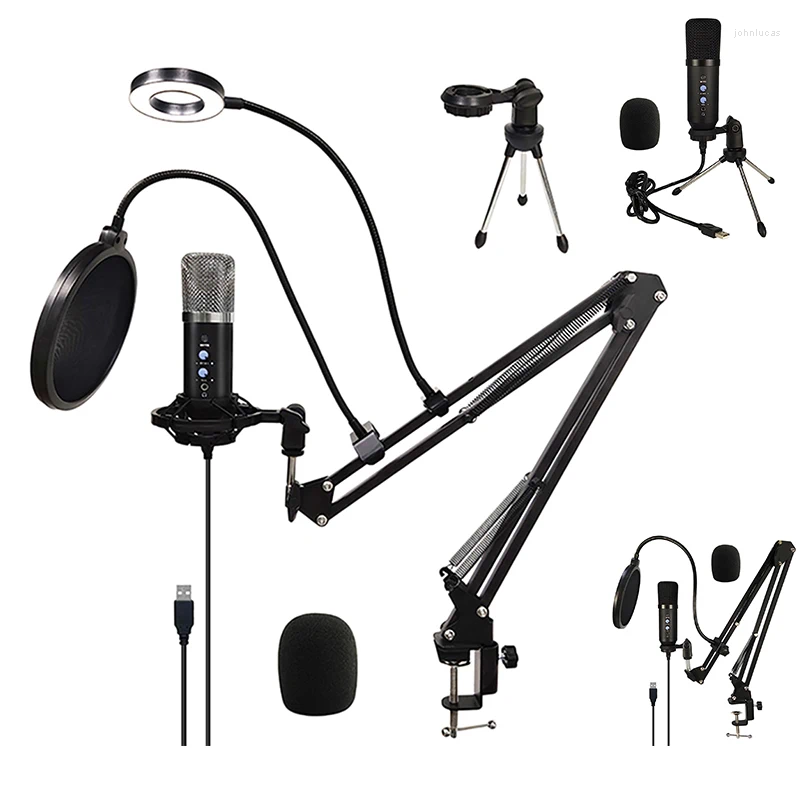 Mikrofoner BM700 kondensor Mikrofon med BOOM ARM USB för inspelning/podcasting/Gaming Professional Studio Mic Mic