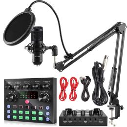 Microphones Microphone du condenseur BM800 avec microphone cardioïde du bras de ciseaux de suspension avec carte son V8S (facultative) pour YouTube Tik Tok