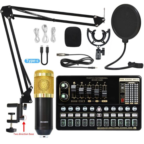 Microphones BM800 Microphone Kits V10 Live Sound Carte avec bras de ciseaux à suspension réglable, support de choc et filtre POP pour l'enregistrement de studio