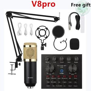 Microphones Bm800 Pro Microphone Mixer Audio Dj condensateur carte son diffusion en direct micro support Usb Bluetooth enregistrement jeu professionnel V8