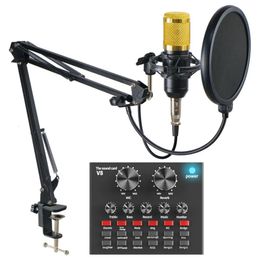Microphones BM800 Kits de microphones à condensateur professionnels V8 Carte son Karaoké avec support USB MIC Live Streaming 231204